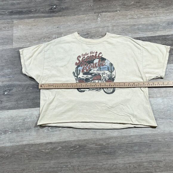 Fifth Sun MOTO Scenic Route Cropped Graphic Tee Shirt Womens Sz XL - Picture 4 of 14